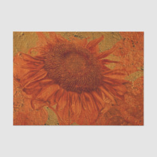 Papel De Seda Girasol Decoupage Textura Naranja Dorado Vintage