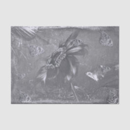 Papel De Seda Girasol Mariposa Negro Blanco Negativo Vintage