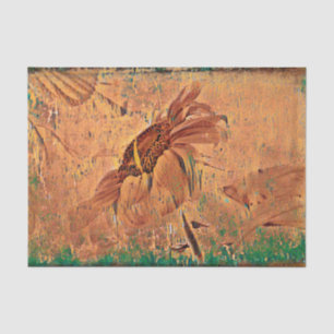 Papel De Seda Girasol Marrón Verde Textura Antigüedad Vintage
