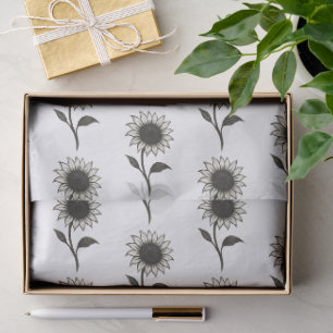 Papel De Seda Girasol Minimalista – Diseño Botánico Elegante en