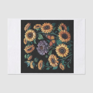 Papel De Seda Girasol Morado Polvoriento, Descoupage Floral Dram