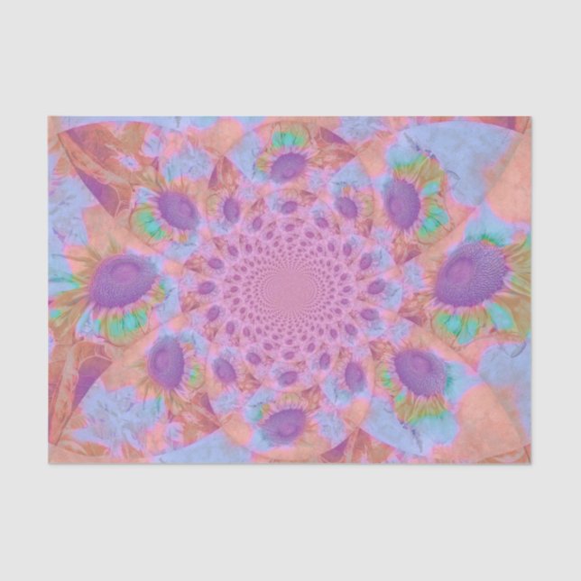 Papel De Seda Girasol Morado Rosa Pastel Abstracto Decoupage (Anverso)