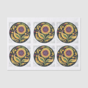 Papel De Seda Girasol otoñal, Medallón Floral Folky para compart