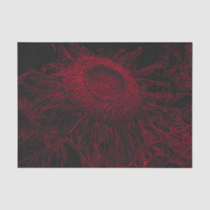 Papel De Seda Girasol Rojo Negro Arte Floral Decoupage