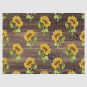 Papel De Seda Girasol ruso en desconchado de madera