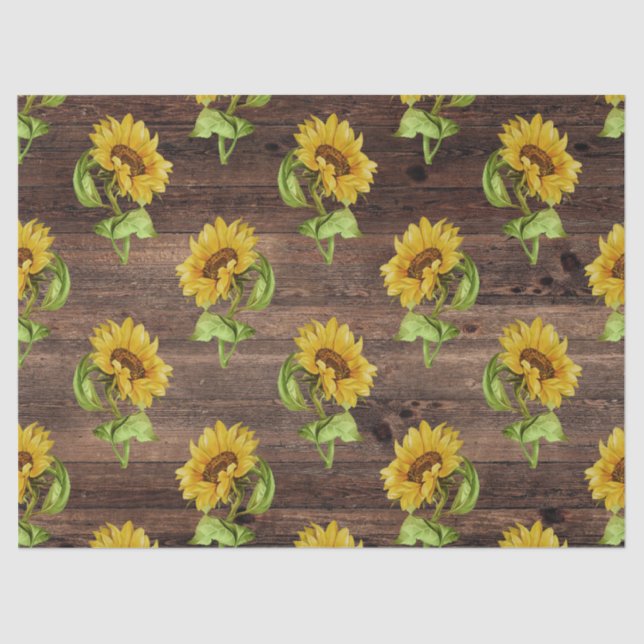 Papel De Seda Girasol ruso en desconchado de madera (Anverso)