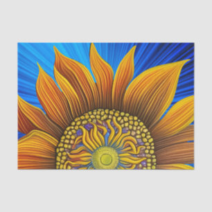 Papel De Seda Girasol ruso y soleado en azul