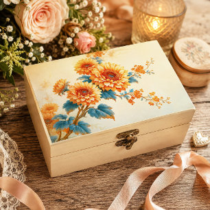 Papel De Seda Girasol Verde Azul Hoja Vintage Rama Decoupage