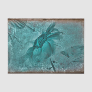 Papel De Seda Girasol Verde Azul Marrón Vintage Antiguo Grunge