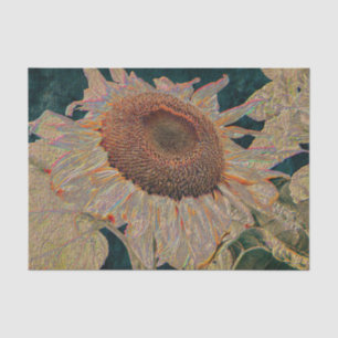 Papel De Seda Girasol Vintage Decoupage Metálico Amarillo Verde