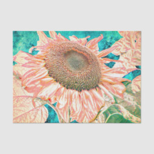 Papel De Seda Girasol Vintage Vibrante Amarillo Verde Decoupage