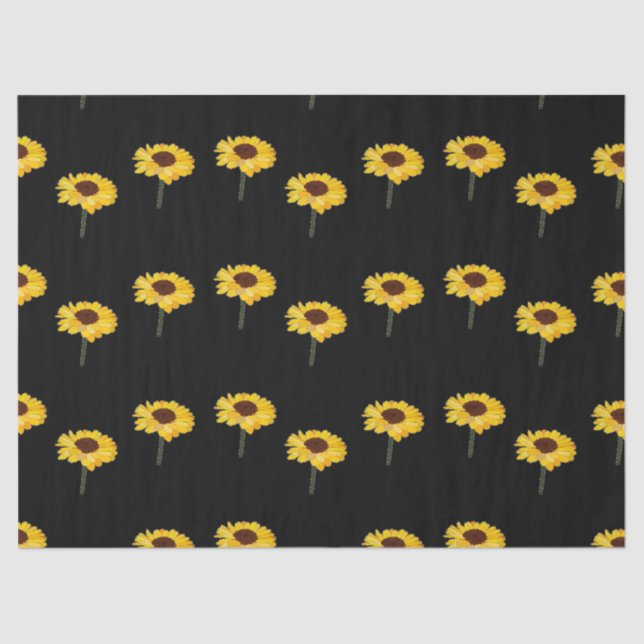 Papel De Seda girasoles amarillos en negro (Anverso)