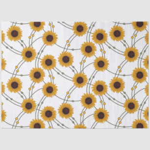 Papel De Seda Girasoles amarillos florales retro al azar Art Nou