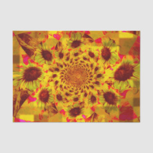 Papel De Seda Girasoles Amarillos Rojos Decoupage País Rústico