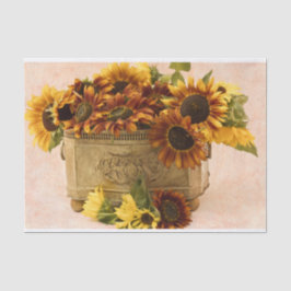 Papel De Seda Girasoles anaranjados en cesta de la lata