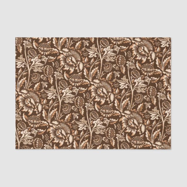 Papel De Seda Girasoles de William Morris, marrón y beige (Anverso)
