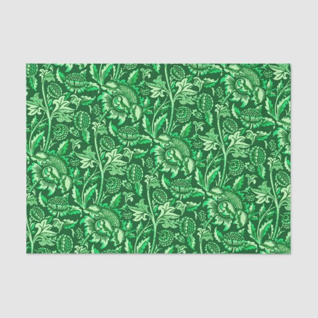 Papel De Seda Girasoles de William Morris, verde esmeralda (Anverso)