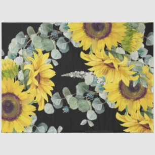 Papel De Seda Girasoles dorados de eucalipto verde