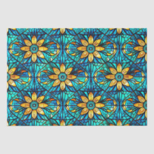 Papel De Seda Girasoles Elegantes Patrón de Vidrio Falso Teñido