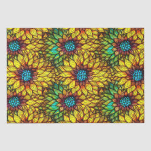 Papel De Seda Girasoles Elegantes Patrón de Vidrio Falso Teñido