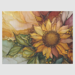 Papel De Seda Girasoles en Serie de Tinta Alcohólica Diseño #26
