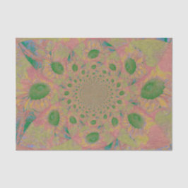 Papel De Seda Girasoles Enrojecen Rosa Verde Arte Abstracto Deco