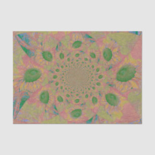 Papel De Seda Girasoles Enrojecen Rosa Verde Arte Abstracto Deco