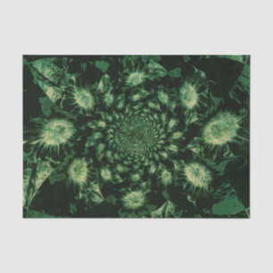 Papel De Seda Girasoles Floral Abstracto Decoupage Verde Oscuro