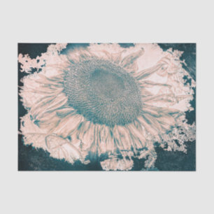 Papel De Seda Girasoles Gigantes Vigneta Sepia Verde Acuario Vin