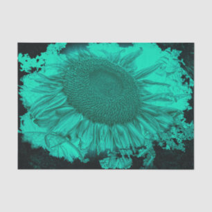 Papel De Seda Girasoles Gigantes Vignette Verde Neón Vintage