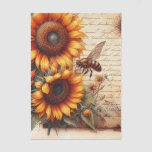 Papel De Seda Girasoles grandes y pequeños con abejas y guión