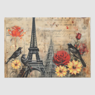 Papel De Seda Girasoles inspirados en vintage Rosas rojas Cuervo