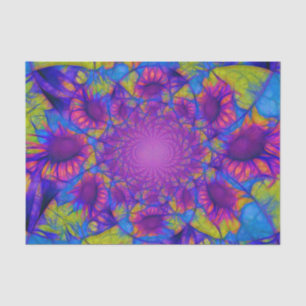 Papel De Seda Girasoles Morado Azul Amarillo Decoupage Abstracto