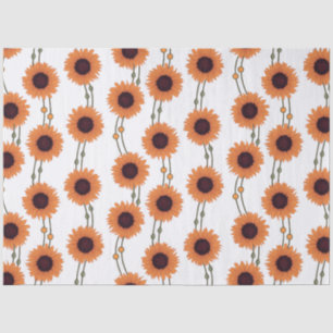 Papel De Seda Girasoles naranjas con rayas florales retro al est