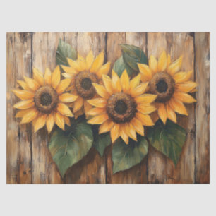 Papel De Seda Girasoles Rústicos en Decoupage de Madera