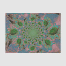 Papel De Seda Girasoles Verde Rosa Azul Arte Abstracto Decoupage
