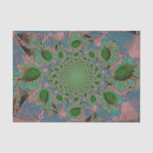 Papel De Seda Girasoles Verde Rosa Azul Arte Abstracto Decoupage