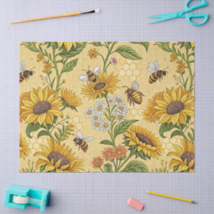 Papel De Seda Girasoles y Abejas 
