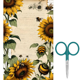 Papel De Seda Girasoles y Abejas Letra Script