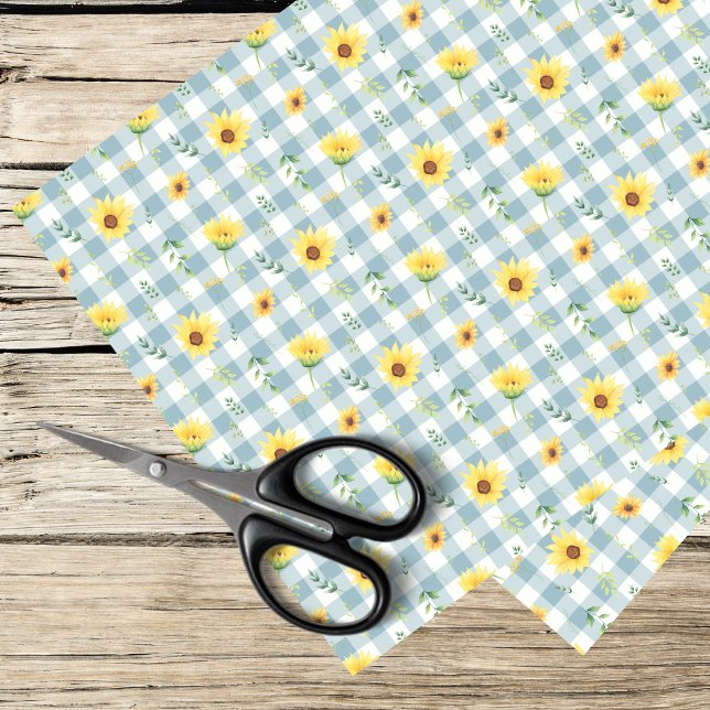 Papel De Seda girasoles y gingham azul (Subido por el creador)