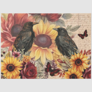 Papel De Seda Girasoles y rosas rústicas vintage inspiradas en c