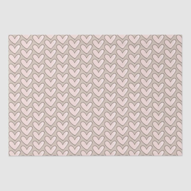 Papel De Seda Girly Cream Pink Hearts Love (Anverso)