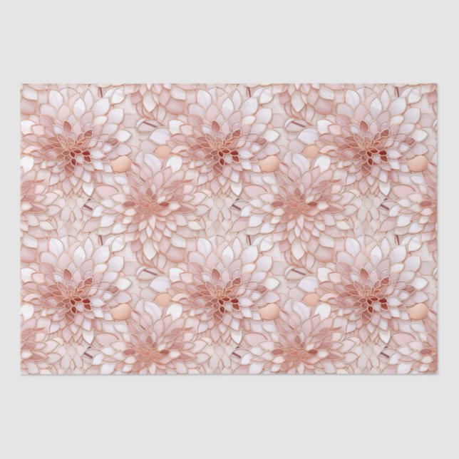 Papel De Seda Girly Glam Pink Rose Gold Floral (Anverso)