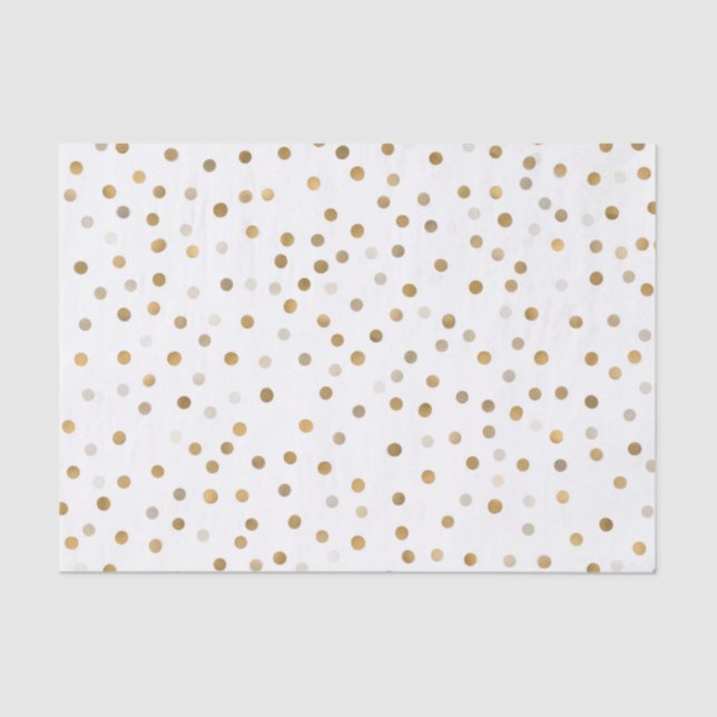 Papel De Seda Girly Gold Dots Confetti White Design (Anverso)
