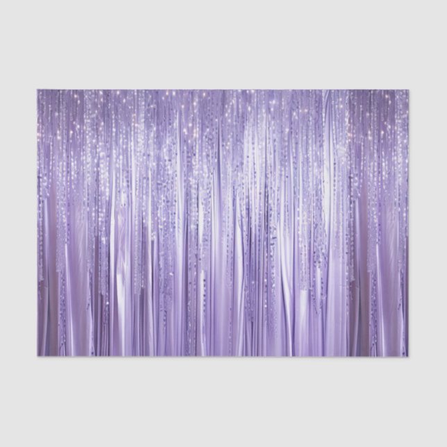 Papel De Seda Girly Lavender Purple Glam Tinsel Stripes (Anverso)