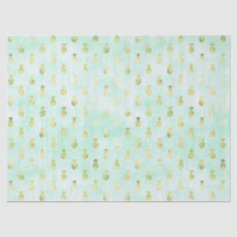 Papel De Seda Girly Mint Glam Gold Pineapples Tropicales
