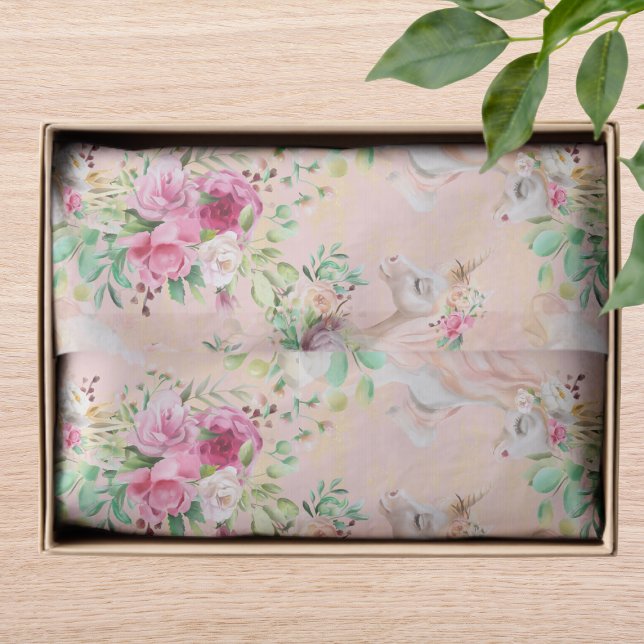 Papel De Seda Girly Moda de agua moderna Floral Unicornio (Subido por el creador)