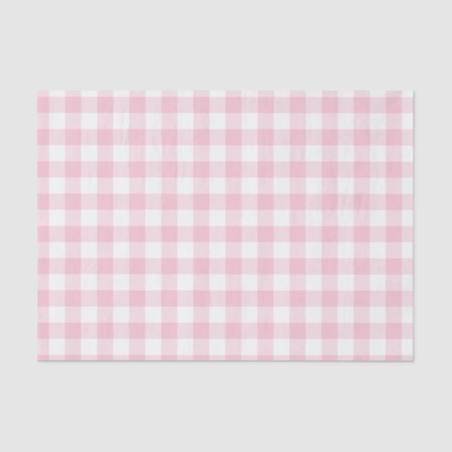 Papel De Seda Girly Pastel Pink Gingham Plaid (Anverso)
