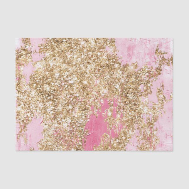 Papel De Seda Girly Pink Gold Purpurina Cumpleaños (Anverso)