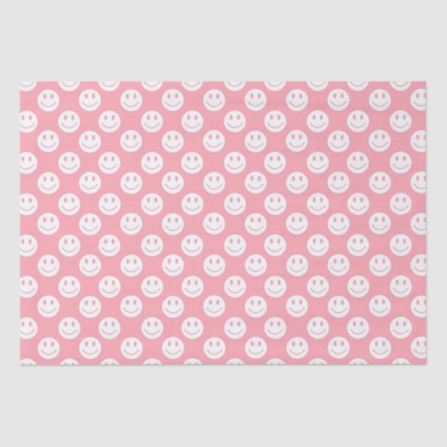 Papel De Seda Girly Pink Happy Faces (Anverso)
